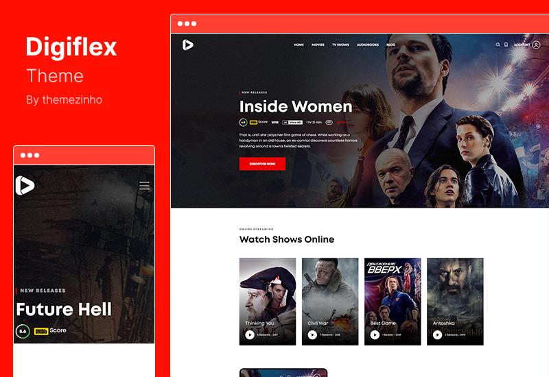سمة Digiflex - سمة WordPress لبث الأفلام عبر الإنترنت