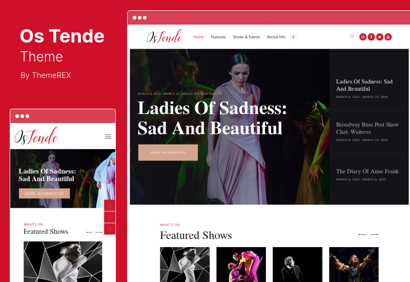 ธีม OsTende - โรงเรียนศิลปะและโรงละคร WordPress Theme