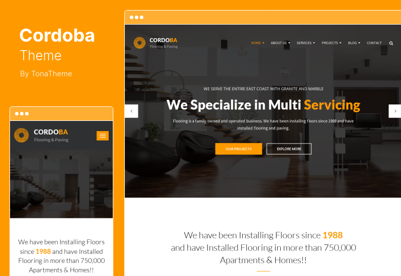 Cordoba 主题 - 铺路服务 WordPress 主题