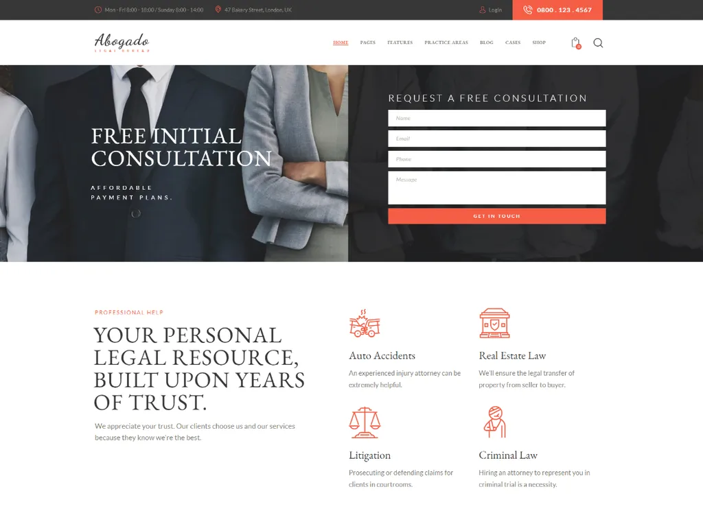 Abogado - WordPress-Theme für Anwaltskanzleien und Anwaltskanzleien