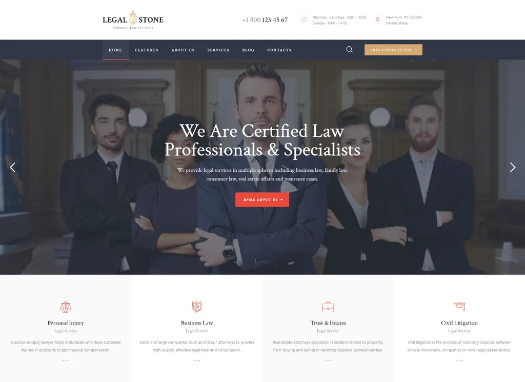 Legal Stone - Rechtsanwälte und Rechtsanwälte WordPress Theme