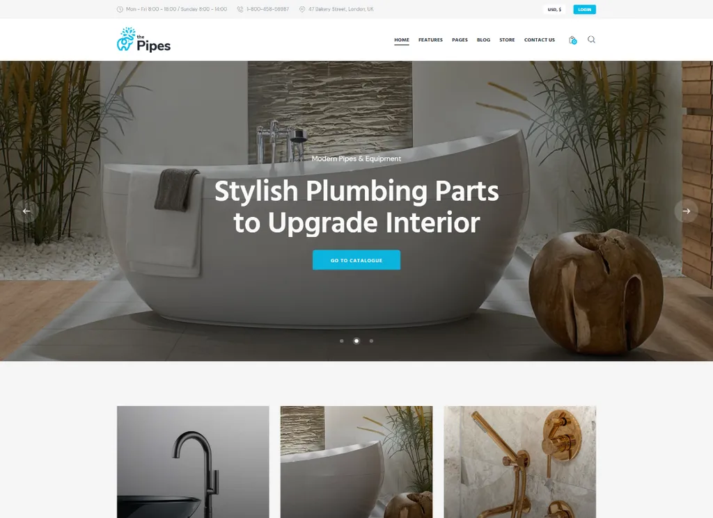 الأنابيب | خدمة السباكة وأدوات البناء متجر WordPress Theme