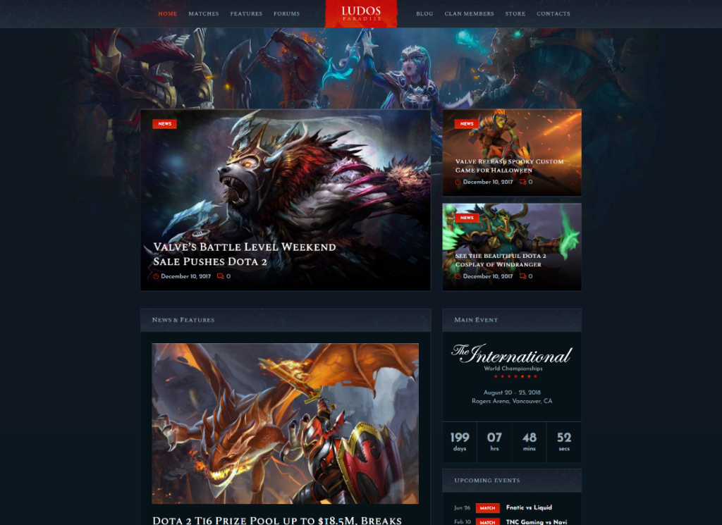 Ludos Paradise - 비디오 게임 블로그 및 클랜 Esports WordPress 테마