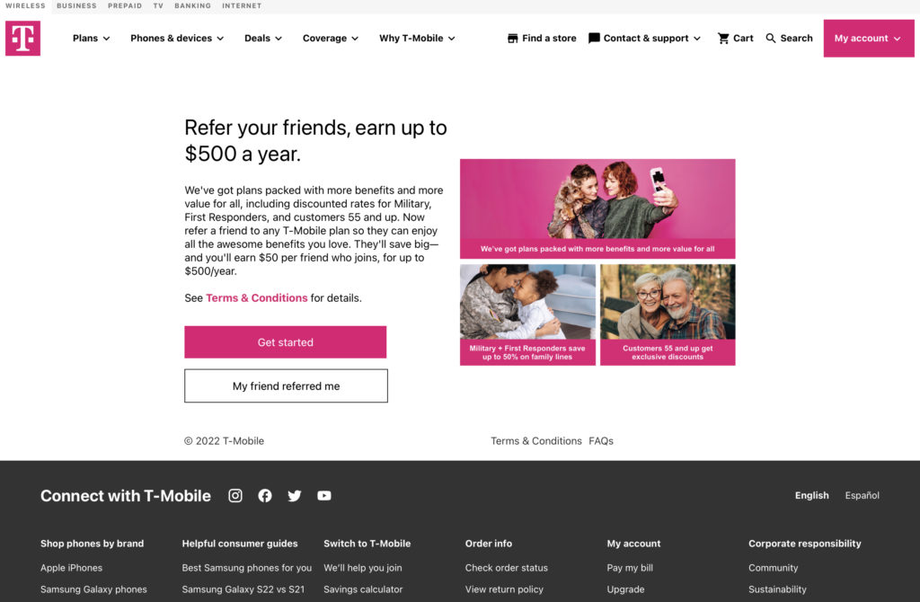 T-Mobile 提供现金作为其推荐营销工作的一部分