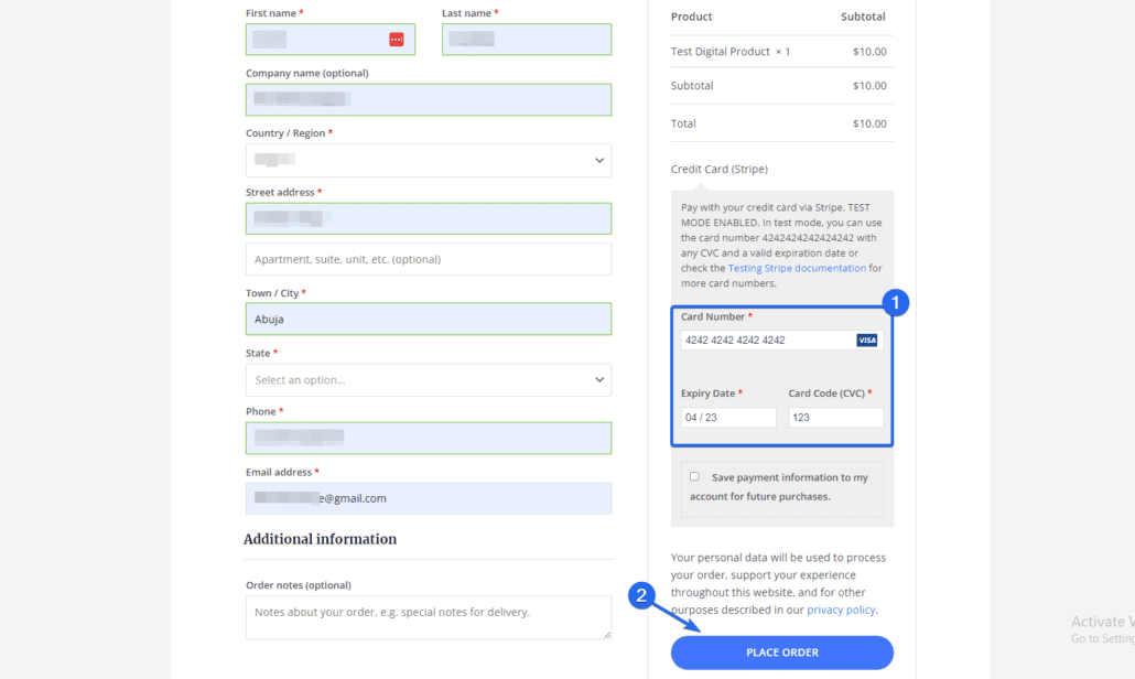 Płatność testowa - tryb testowy woocommerce