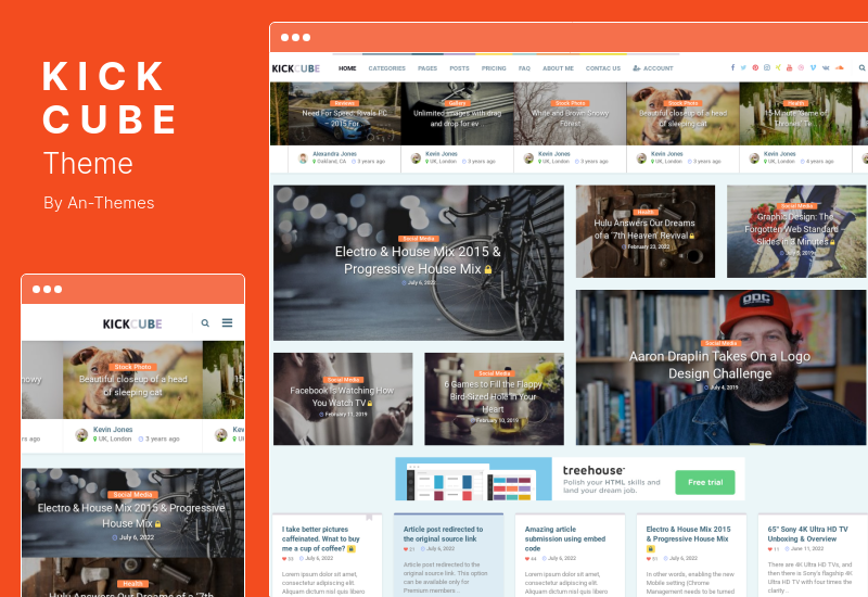 ธีม KICKCUBE - การแชร์เนื้อหาการเป็นสมาชิกและผู้ใช้ WordPress Theme