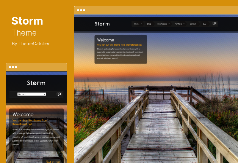 ธีมพายุ - ธีม WordPress พื้นหลังแบบเต็มหน้าจอ