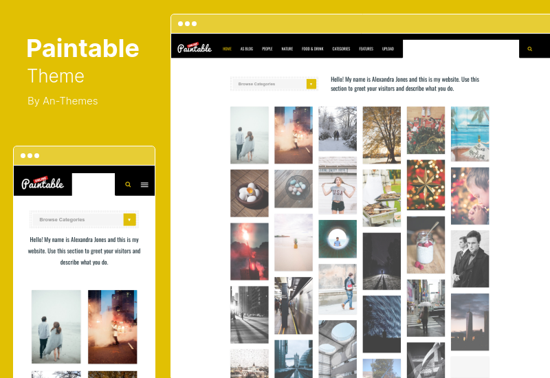 ธีมที่ระบายสีได้ - การถ่ายภาพและบล็อก / รูปภาพ ดาวน์โหลดธีม WordPress