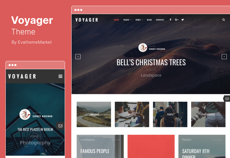 ธีมนักเดินทาง - บล็อกสร้างสรรค์ WordPress Theme