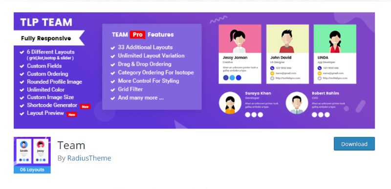5+ Plugin Tim Terbaik untuk Situs WordPress 4 Team Plugin