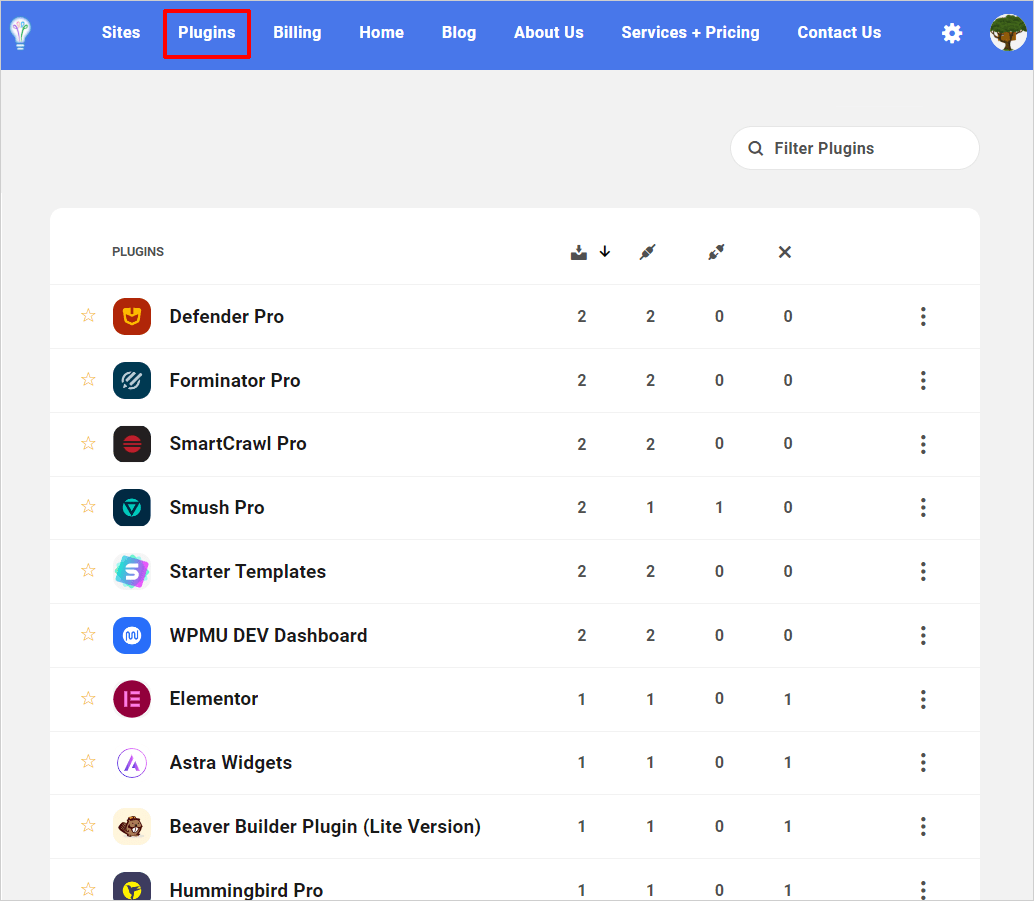 Client Portal - หน้าจอปลั๊กอิน