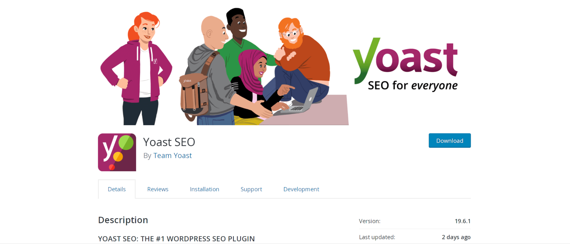 หน้าปลั๊กอิน Yoast SEO ในที่เก็บ WordPress