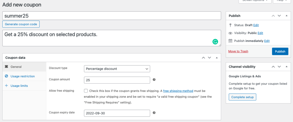 إنشاء قسيمة WooCommerce متقدمة