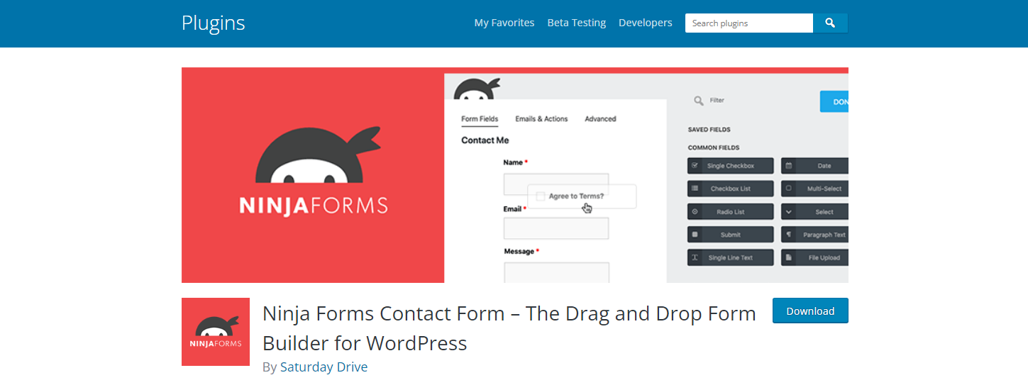 Ninjaforms - ملحقات WordPress Form Builder