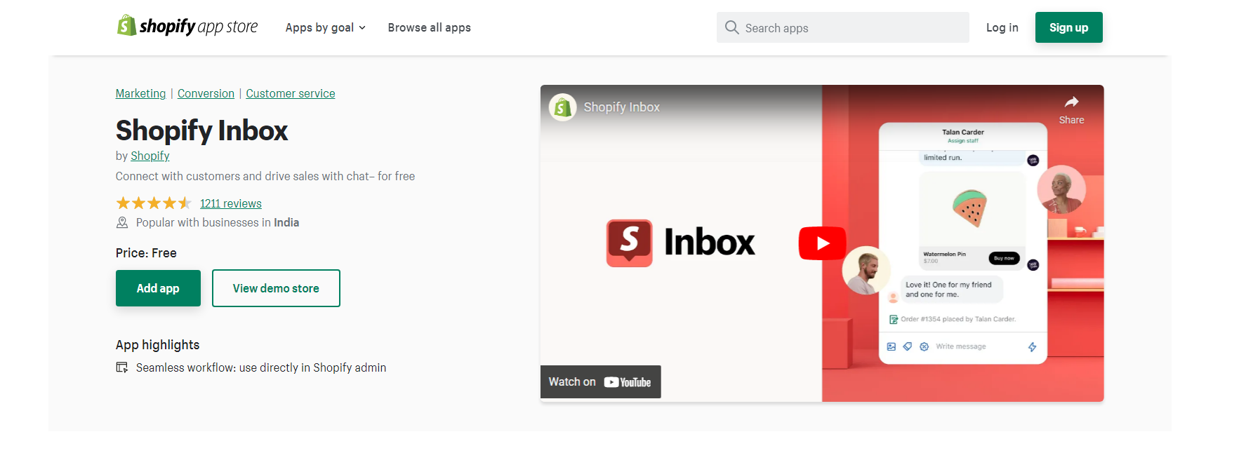Shopify Inbox - Shopify تطبيق الدردشة الحية