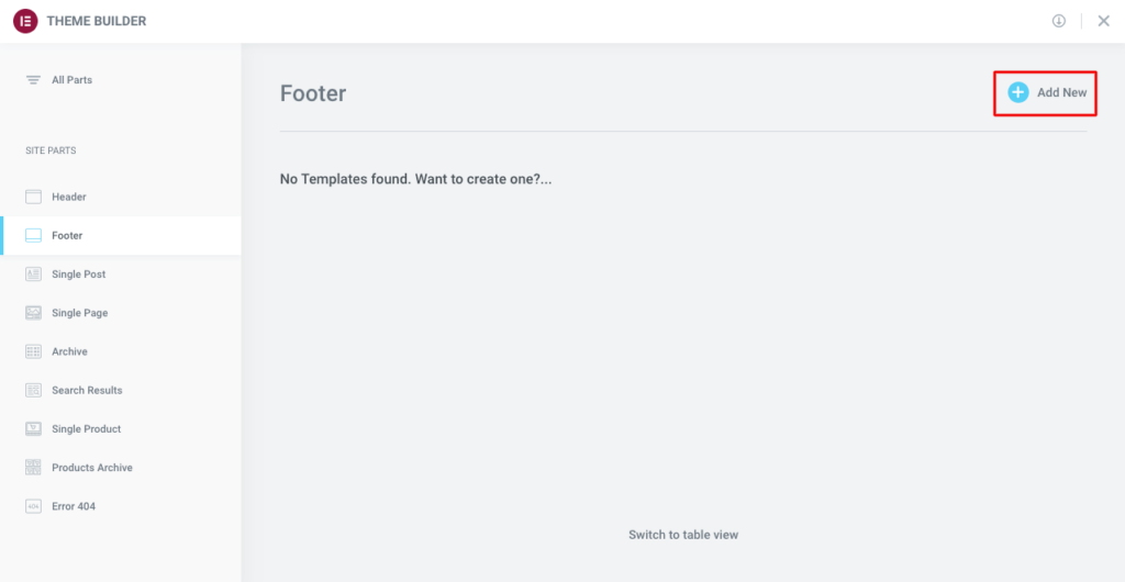 كيفية تغيير نص تذييل حقوق الطبع والنشر في WordPress (بأربع طرق بسيطة) 13 Add footer to Elementor Theme Builder 1
