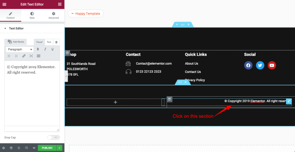 كيفية تغيير نص تذييل حقوق الطبع والنشر في WordPress (بأربع طرق بسيطة) 15 Elemnentor Footer Template