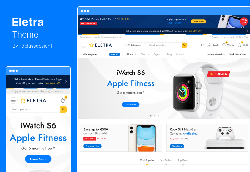 Thème Eletra - Thème WordPress pour magasin d'électronique Marketplace