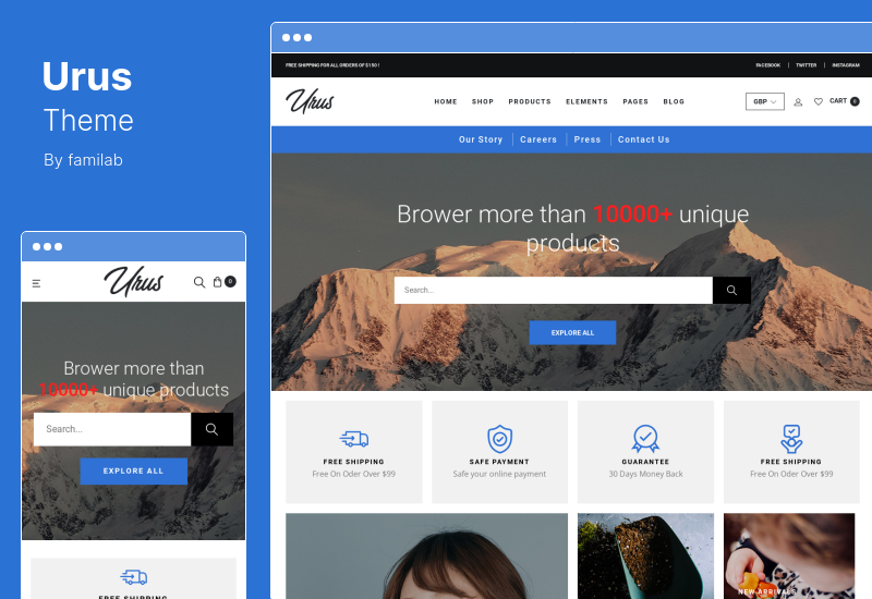 Thème Urus - Thème WooCommerce réactif polyvalent