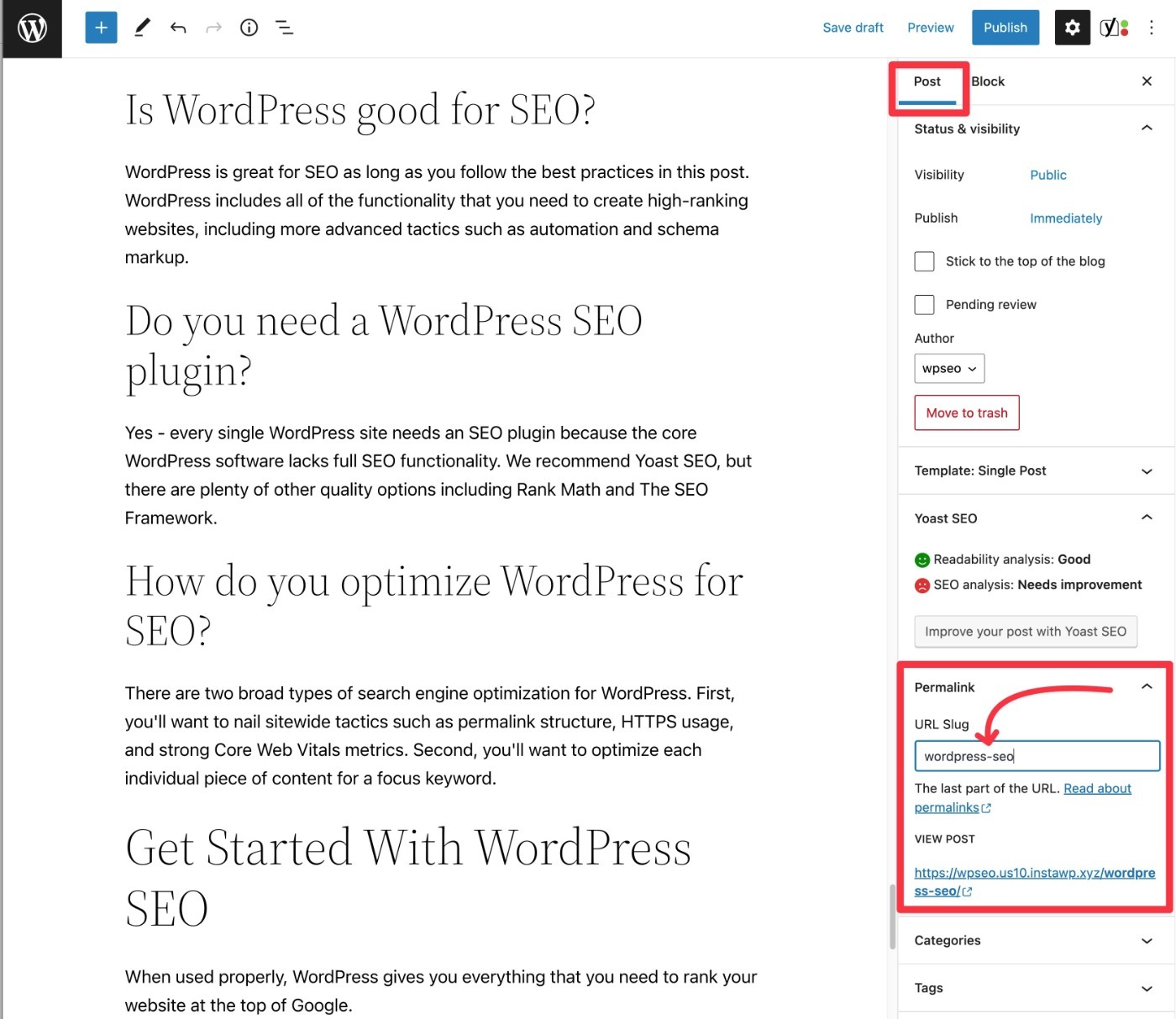 Оптимизация URL-адреса WordPress для SEO