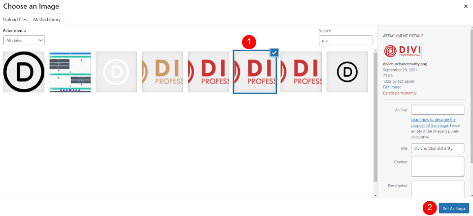 更改 Divi 徽標