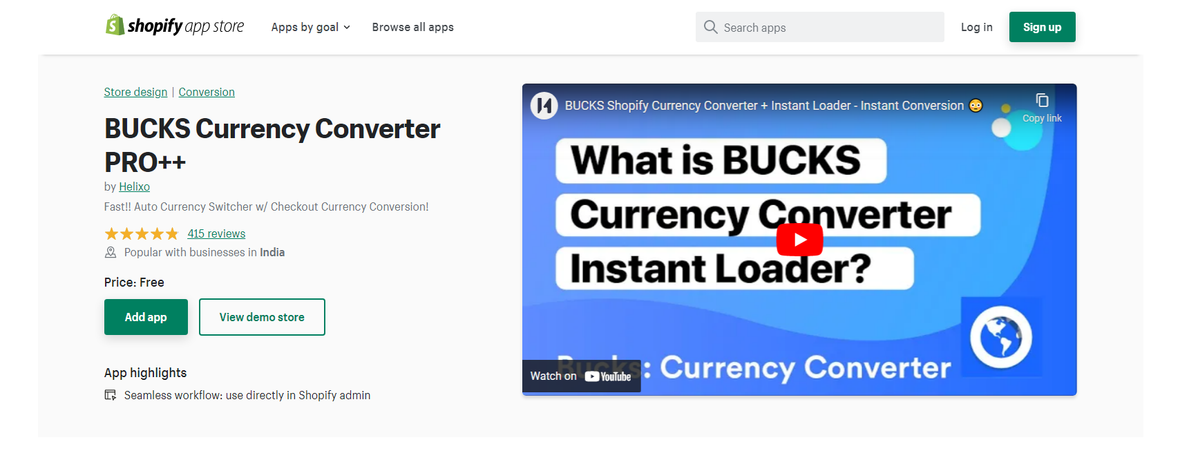Bucks Currency Converter Pro - Convertitore di valuta Shopify