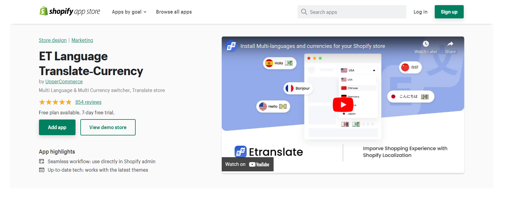 Etranslate - Convertitore di valuta Shopify