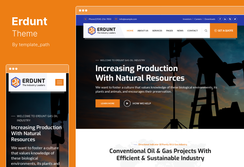 Erdunt Theme - Tema de WordPress para empresas industriales