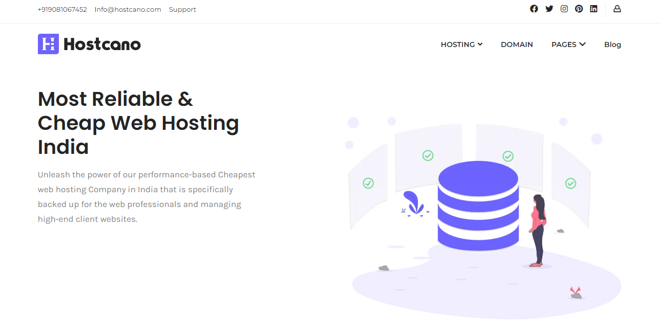 Hostcano Web Hosting India. استضافة المواقع هوستكانو الهند