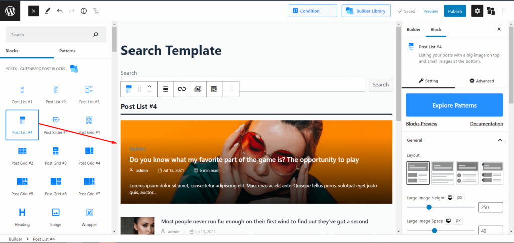 Come creare un modello di pagina dei risultati di ricerca di WordPress 7 Importing Post List Block for Search Page