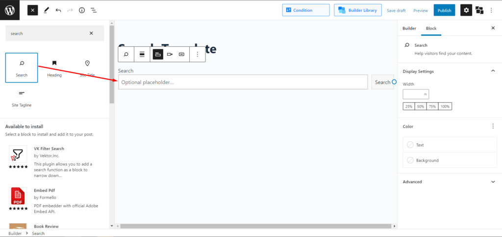 Come creare un modello di pagina dei risultati di ricerca di WordPress 6 Importing Search Blocks