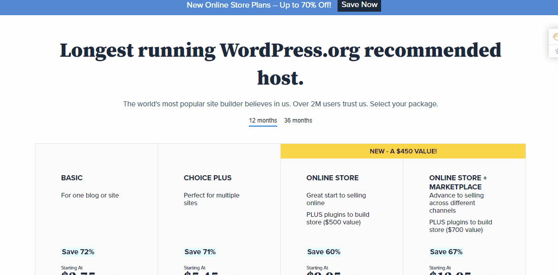 Prezzi e piani di hosting di siti Web Bluehost - Come creare un sito Web WordPress gratuitamente