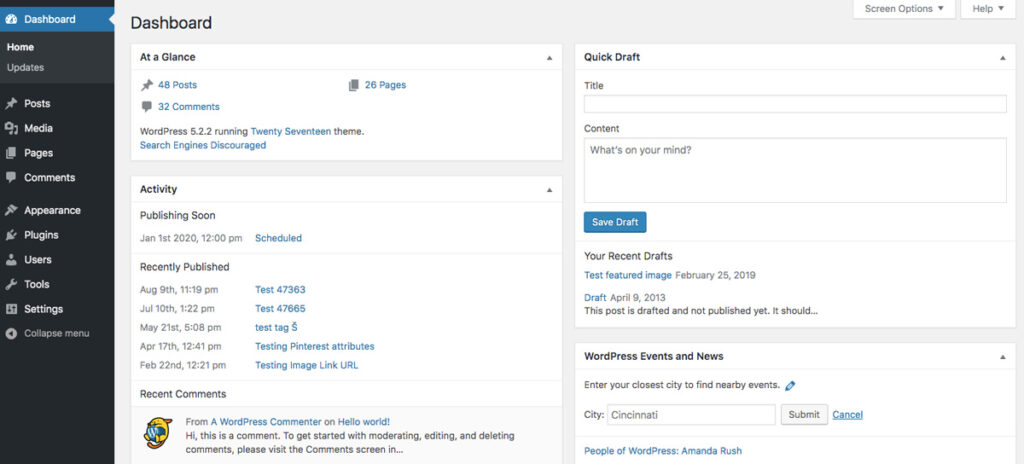 WordPress-仪表板