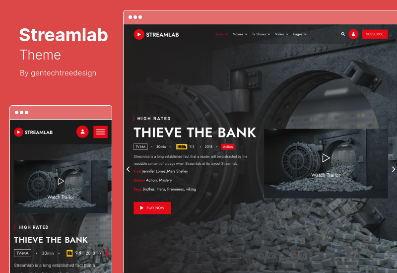 Streamlab 主题 - 视频流 WordPress 主题