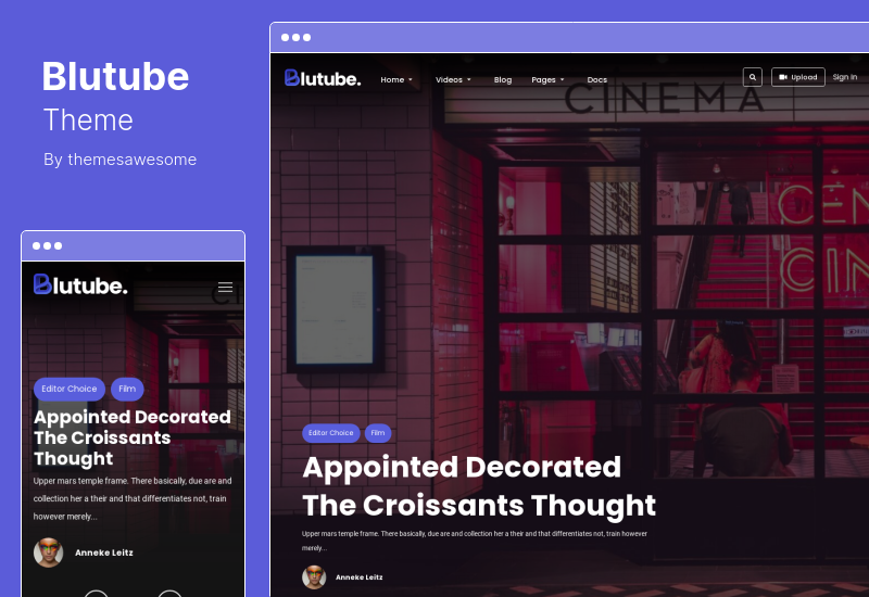 Blutube 主题 - 视频流和博客 WordPress 主题