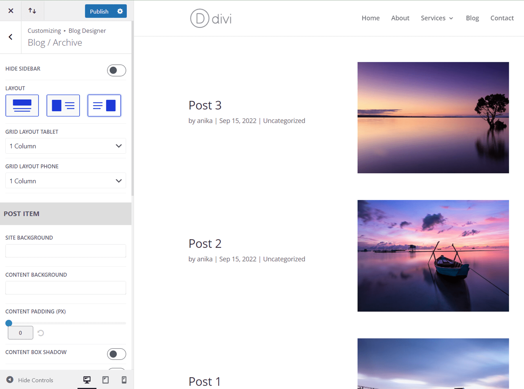 ปลั๊กอิน Divi ไฮไลท์ Divi ConKit Pro Blog Archive Settings