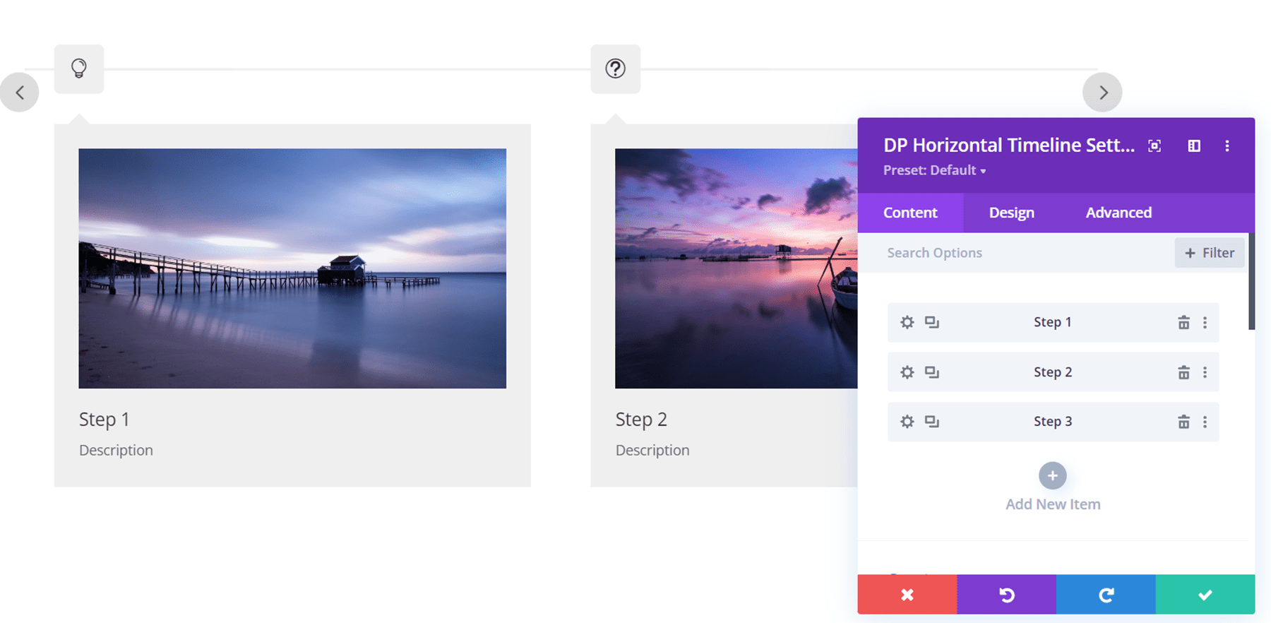 ปลั๊กอิน Divi เน้นเส้นเวลาแนวนอน Divi ConKit Pro