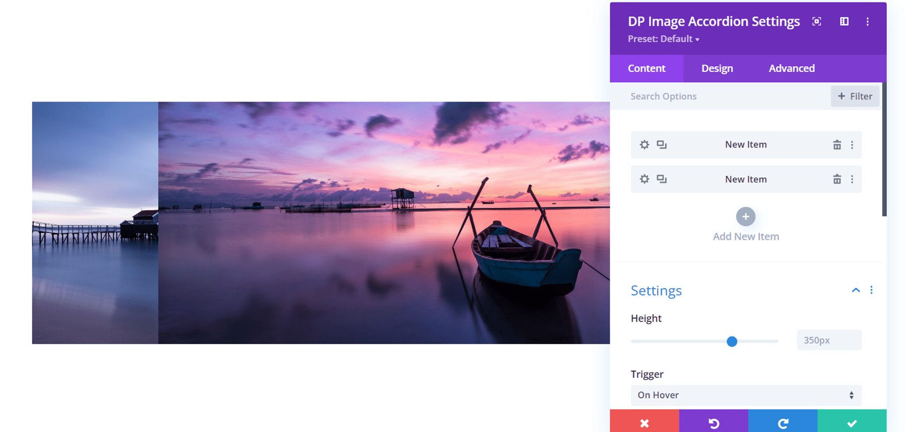 ปลั๊กอิน Divi เน้น Divi ConKit Pro Image Accordion