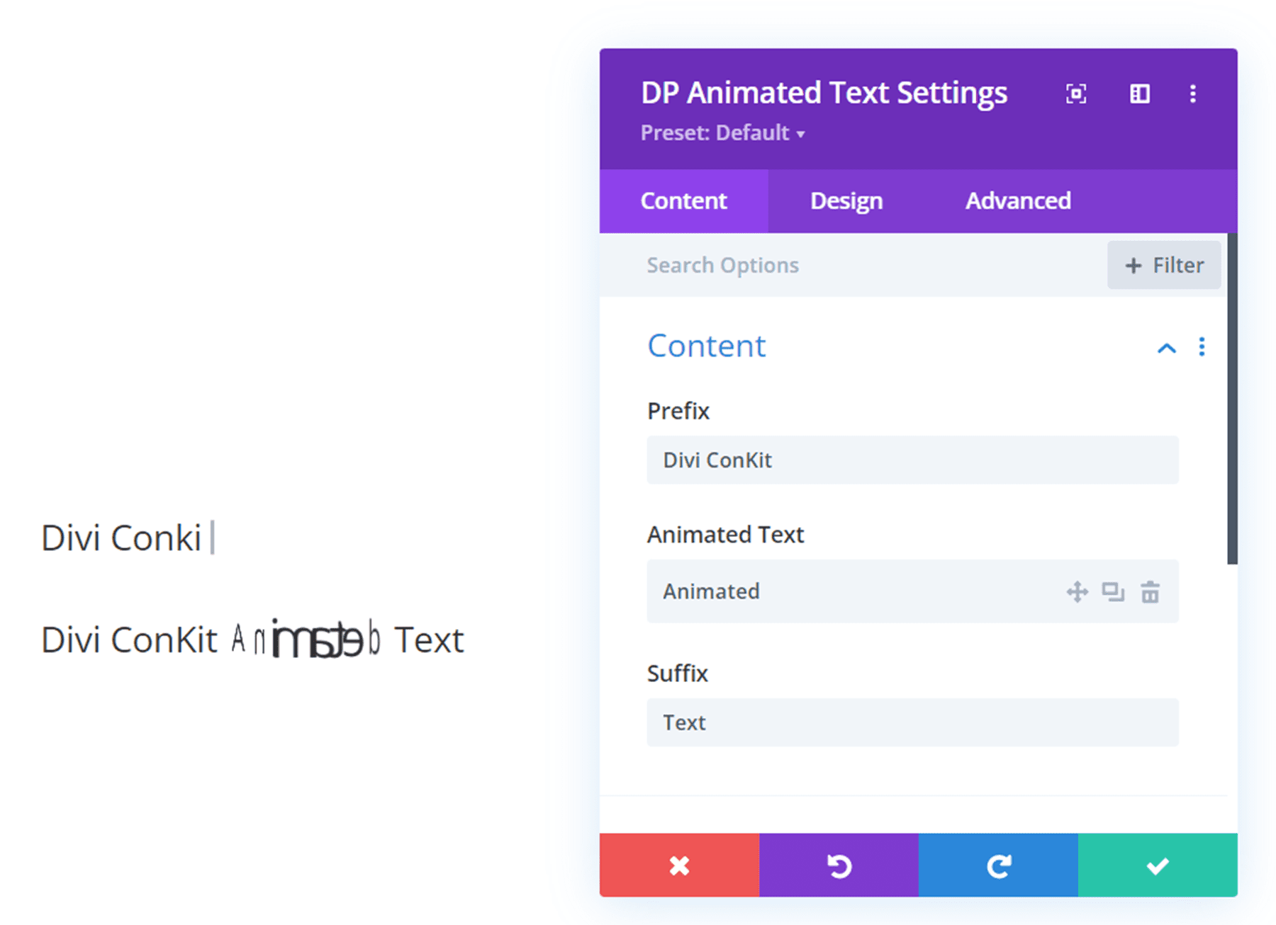 ปลั๊กอิน Divi เน้นข้อความเคลื่อนไหว Divi ConKit Pro