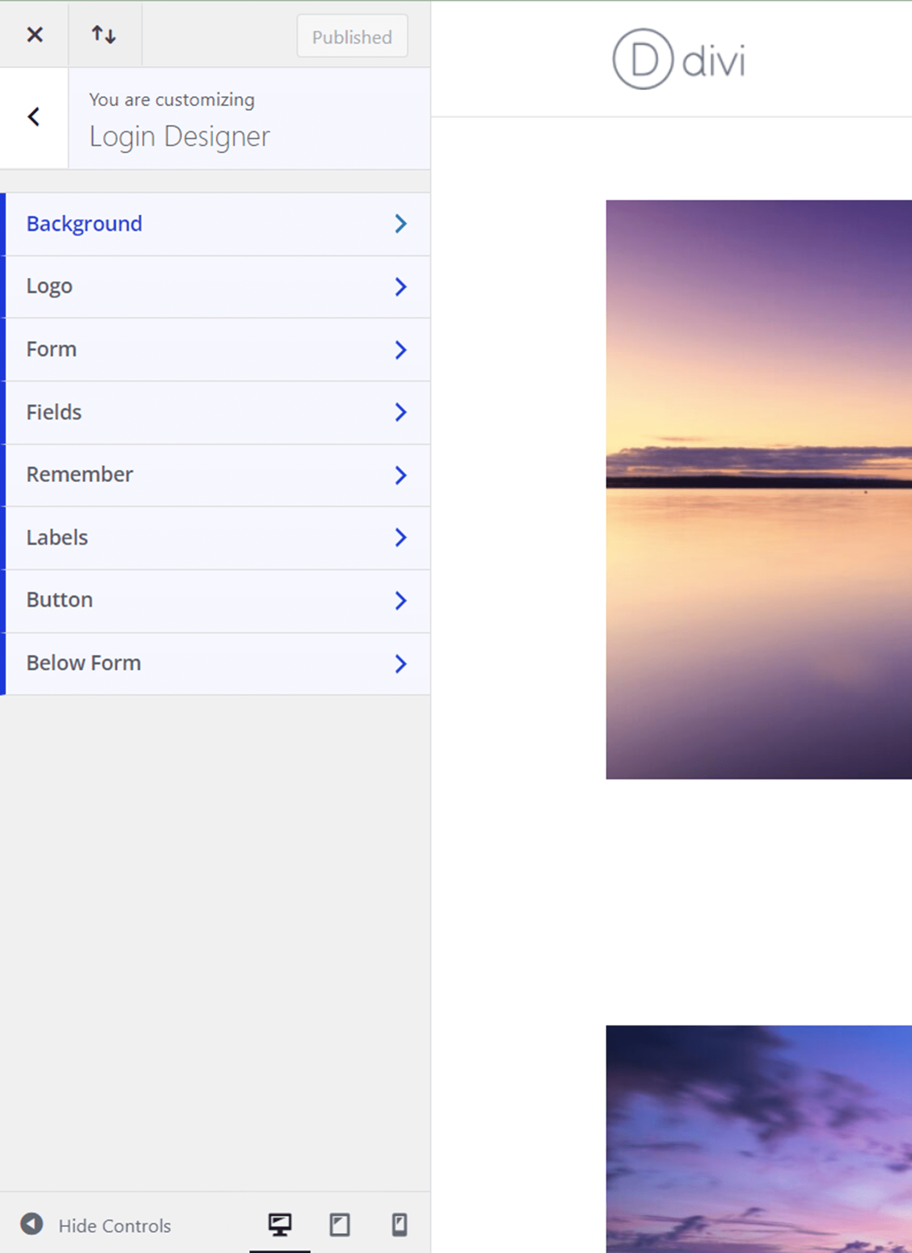 ปลั๊กอิน Divi ไฮไลต์การตั้งค่าตัวออกแบบการเข้าสู่ระบบ Divi ConKit Pro
