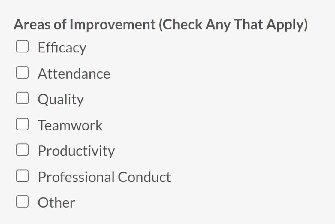 areas of improvement