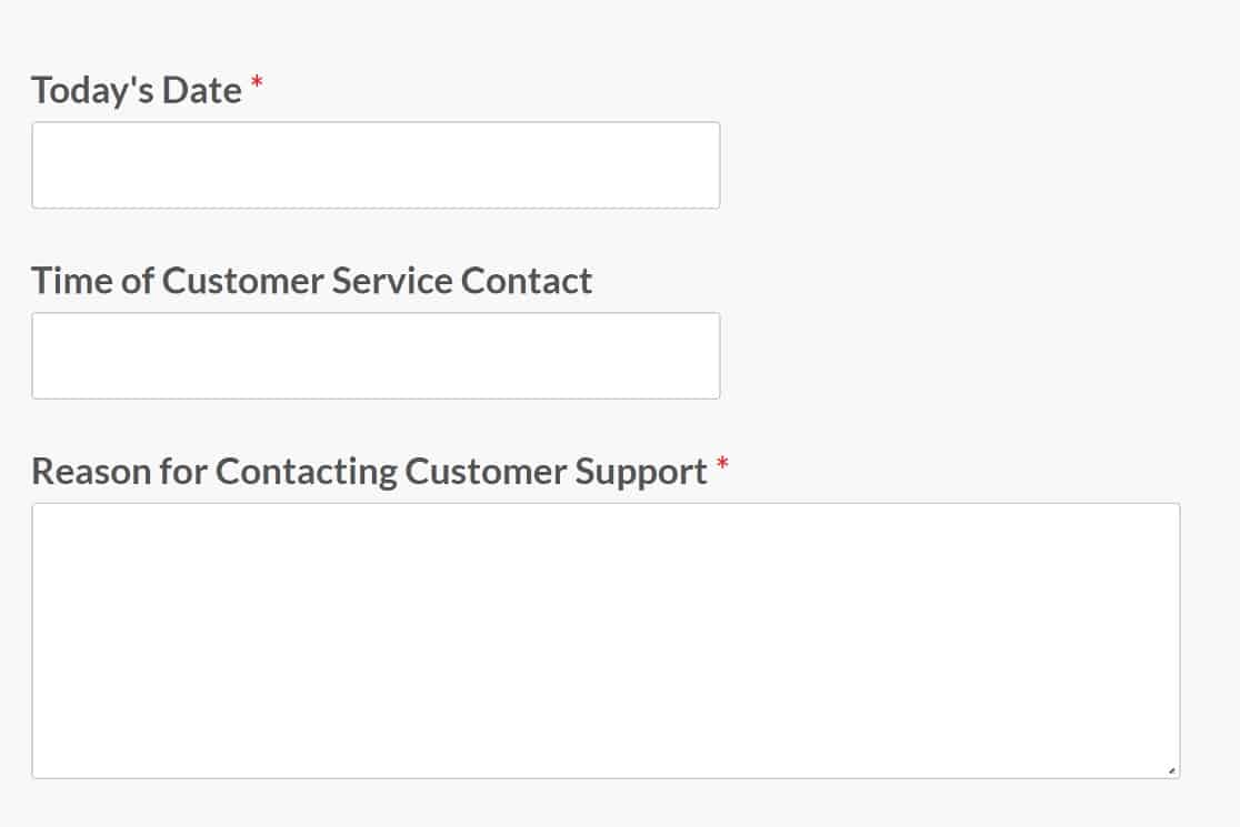 customer service evaluation basic fields