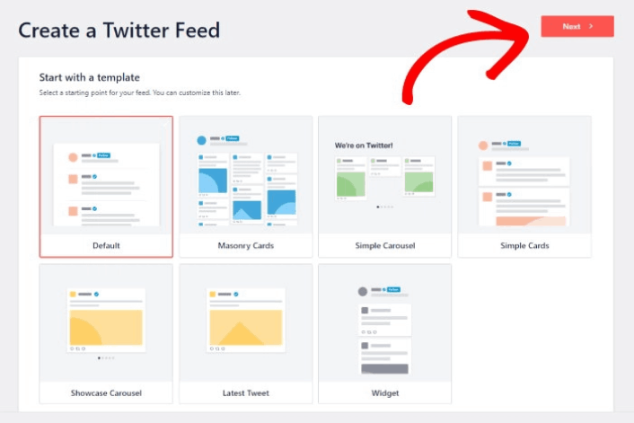 Twitter için Feed Şablonu Seçin