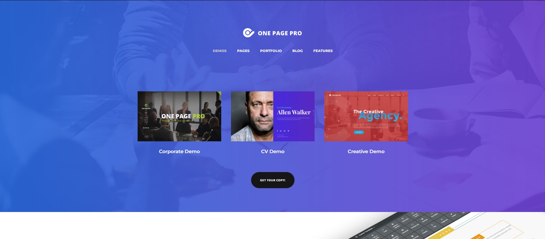 onepage - tema wordpress halaman arahan yang kuat dan sederhana