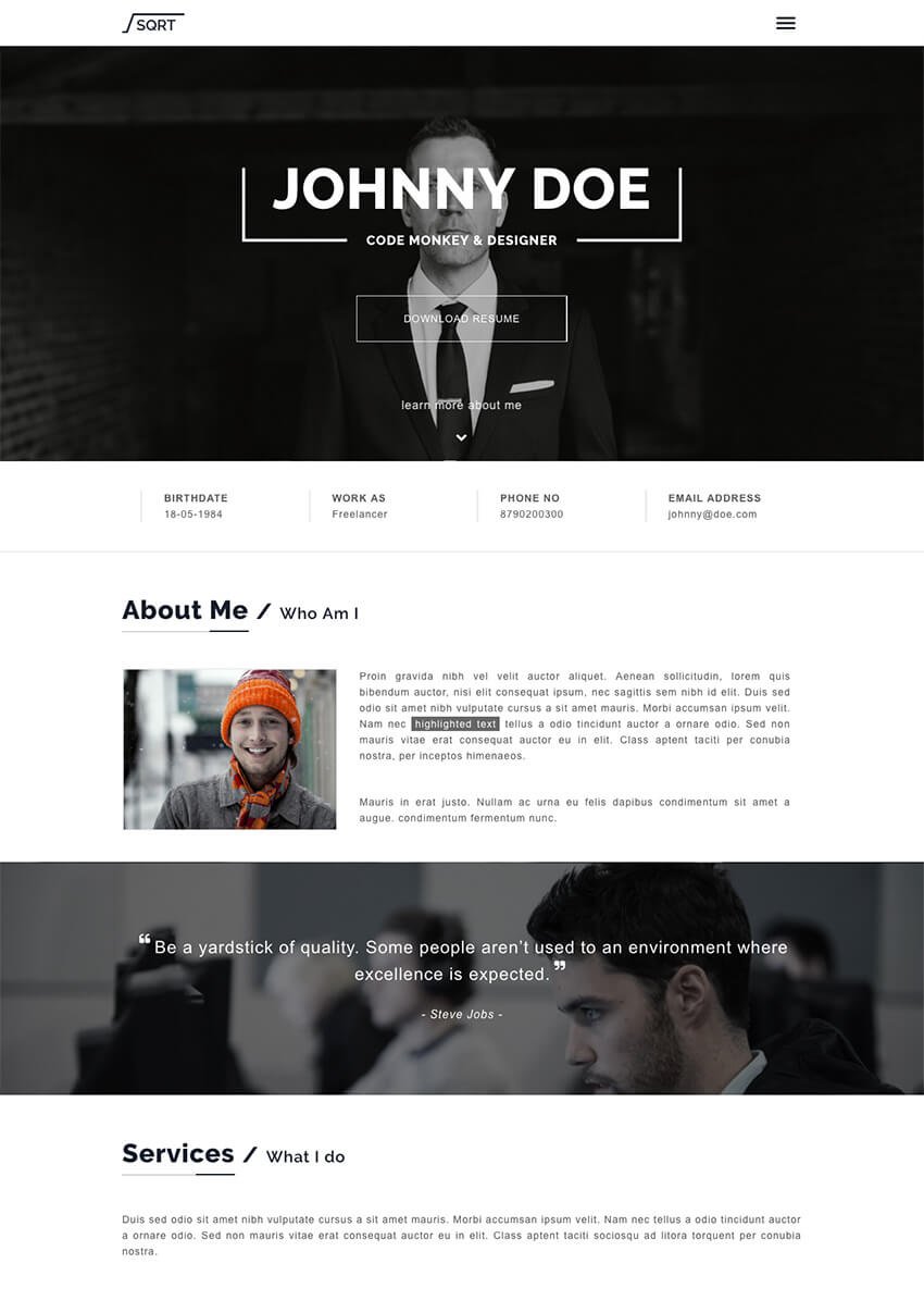 squareroot - tema yang efektif untuk halaman arahan situs web wordpress