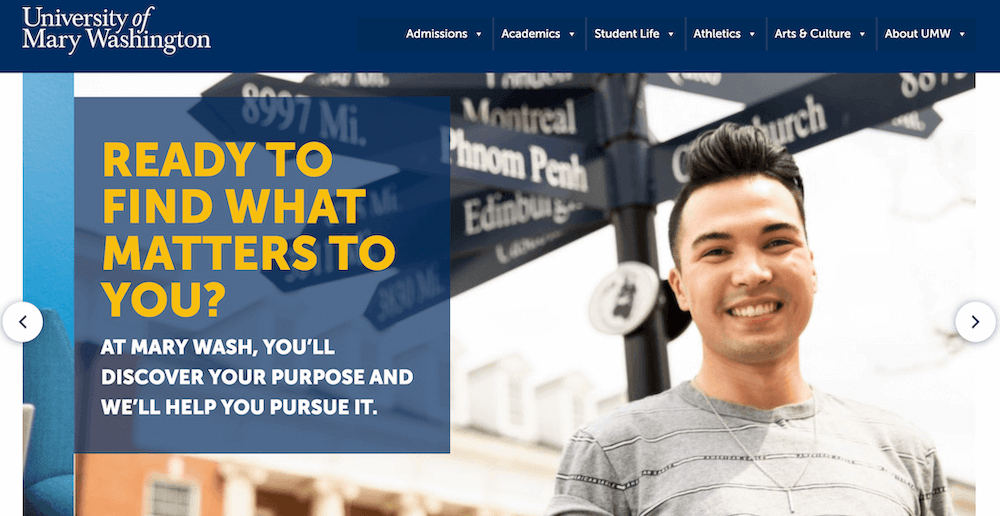 Sito web multisito dell'Università di Mary Washington