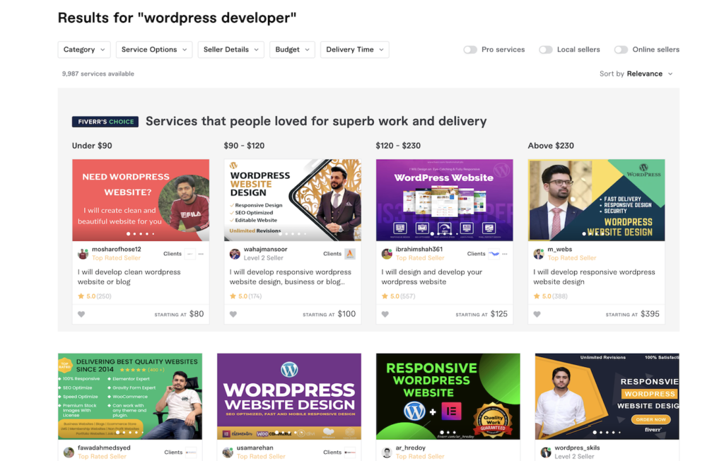 Pengembang WordPress Fiverr