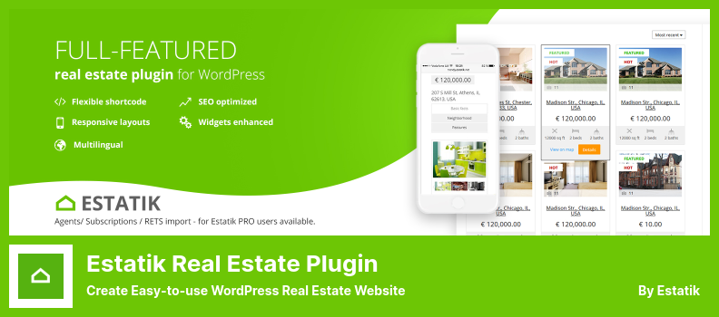 Estatik 房地產插件 - 創建易於使用的 WordPress 房地產網站