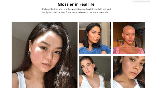 Glossier's Shop the Look 推荐页面示例
