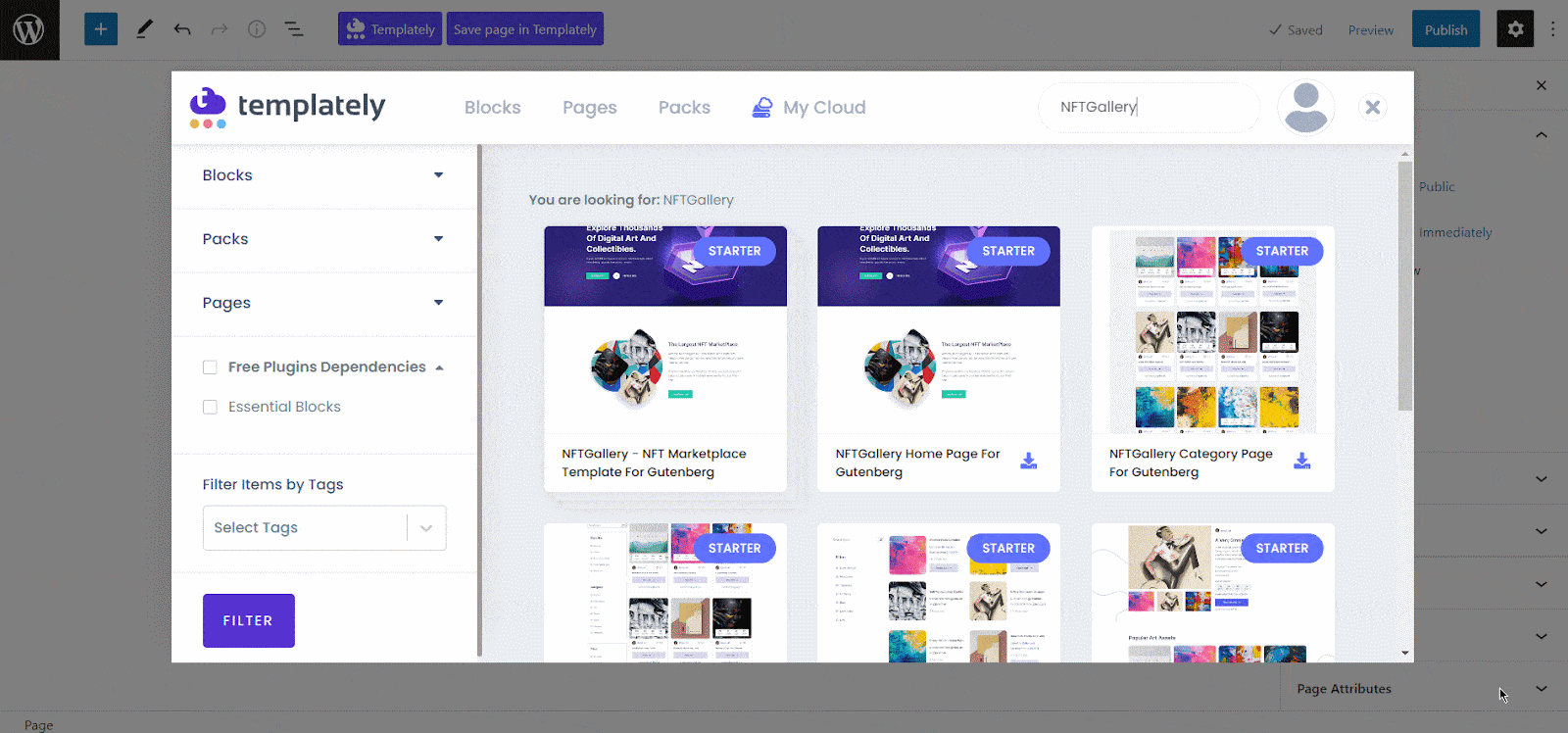 Gutenberg 7 的最佳 NFT 網站模板和塊 NFT Website Template